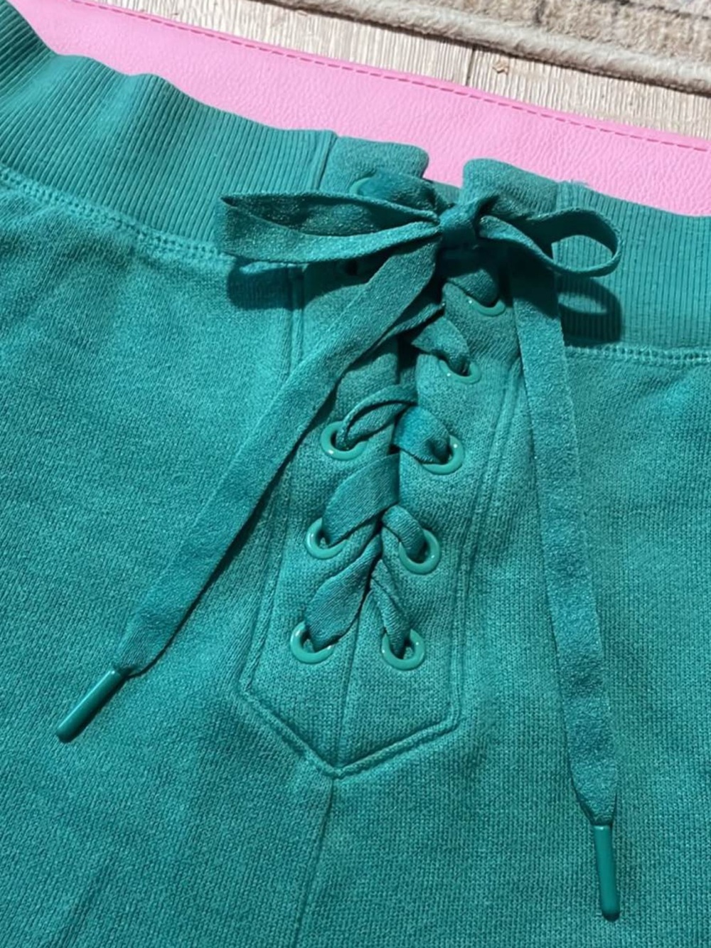 Victoria's Secret Green Lace-Up Athletic Shorts - Picture 2 of 4